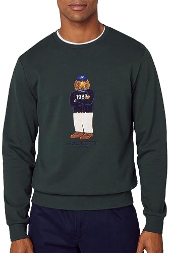 Hackett London Herren Harry Logo Crew Sweatshirt, Grün (dunkelgrün), im Sale